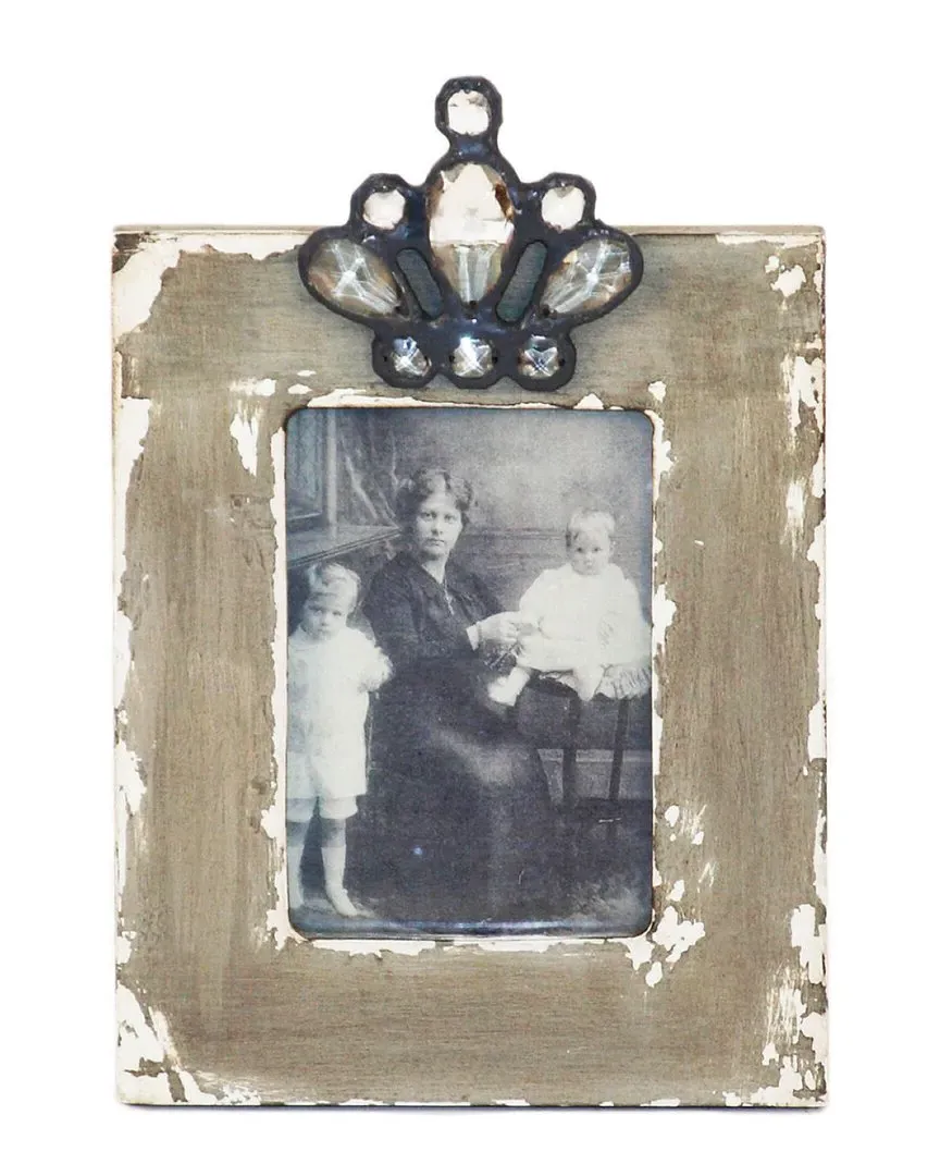 6 x 7.5 Photo Frame with Gem Accents - Off-White, Resin image