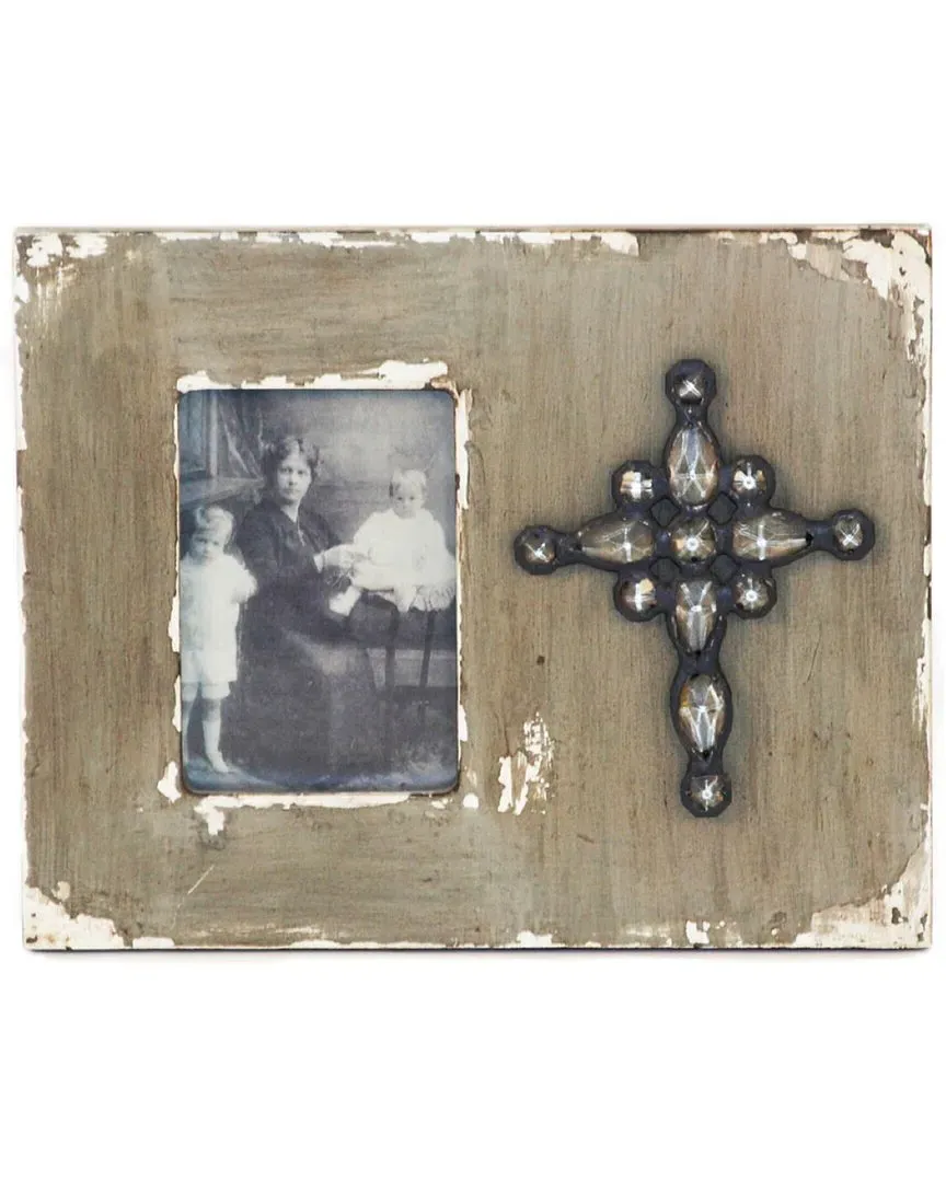 8.5 x 7.5 Photo Frame with Gem Accents - Off-White, Resin image