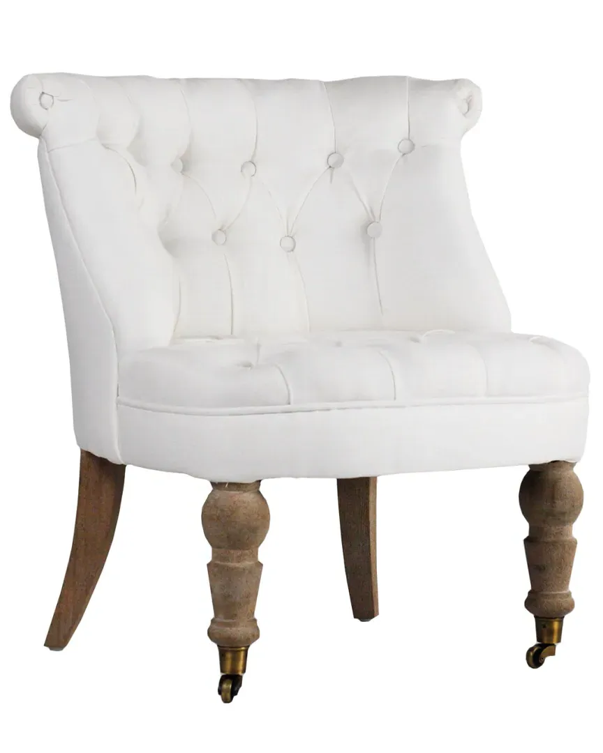 Amelie Tufted Slipper Chair - White, Linen image