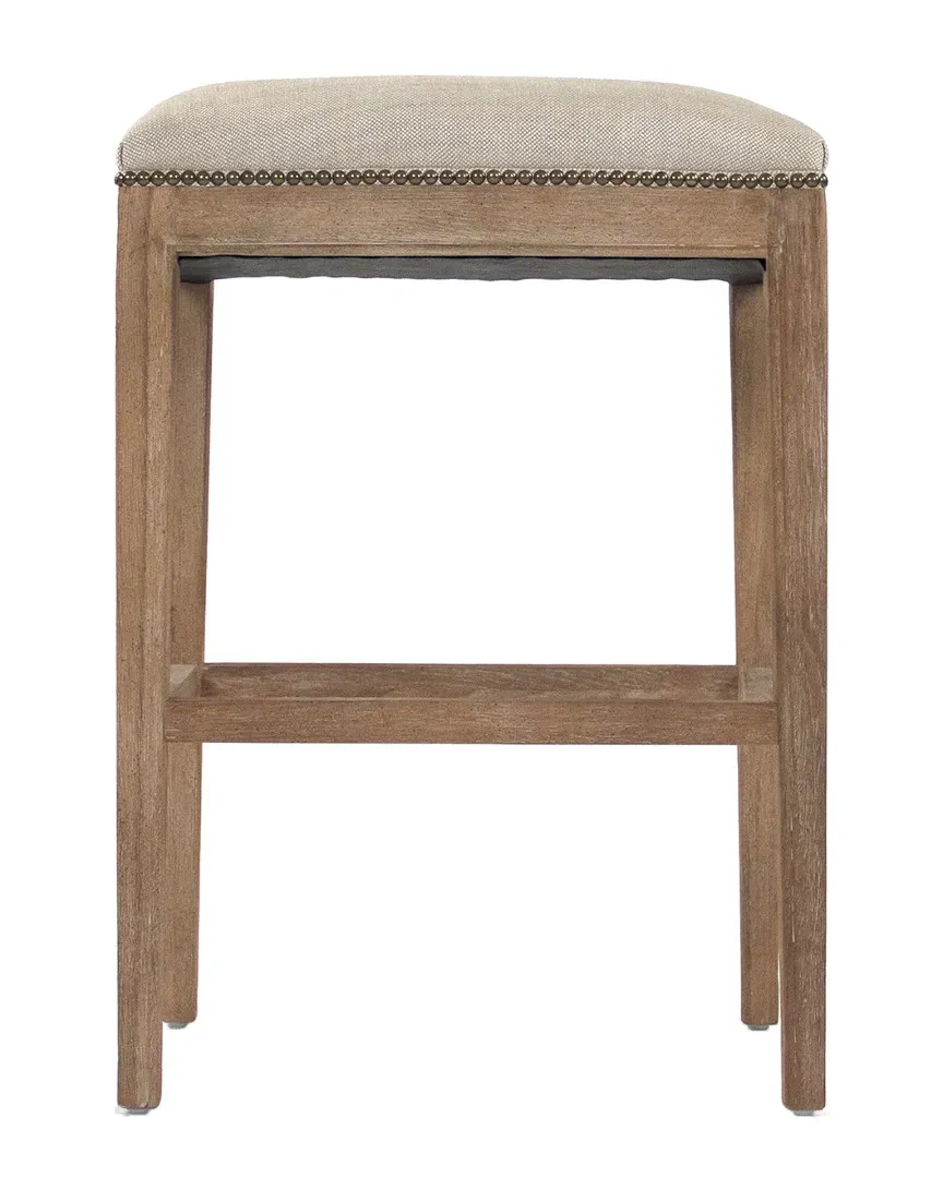 Cora Bar Stool with Nailheads - Beige, Limed Gray Oak image