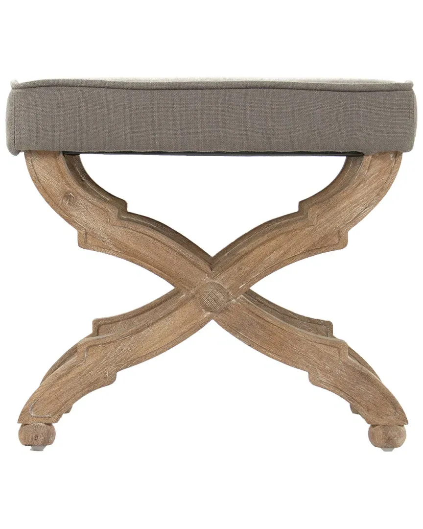Crescenzo Cross Leg Bench - Grey, Linen