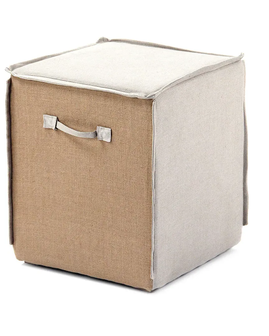 Cube Stool - Limed Grey Oak, Natural Linen image