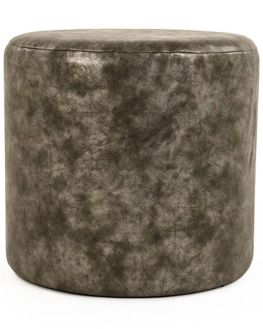Distressed Leather Stool - Grey
