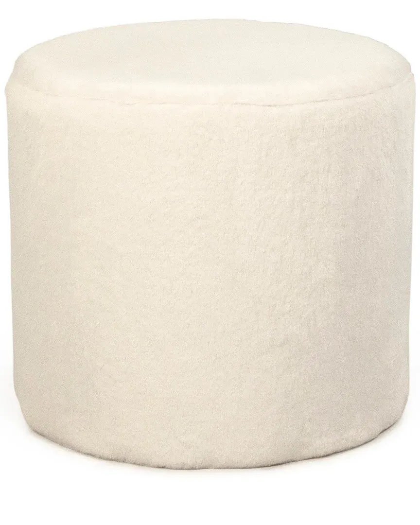 Faux Fur Accent Stool - White