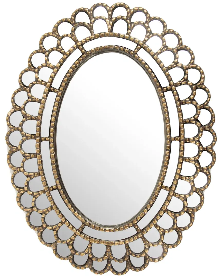 Fleur Mirror - Distressed Gold, Resin image