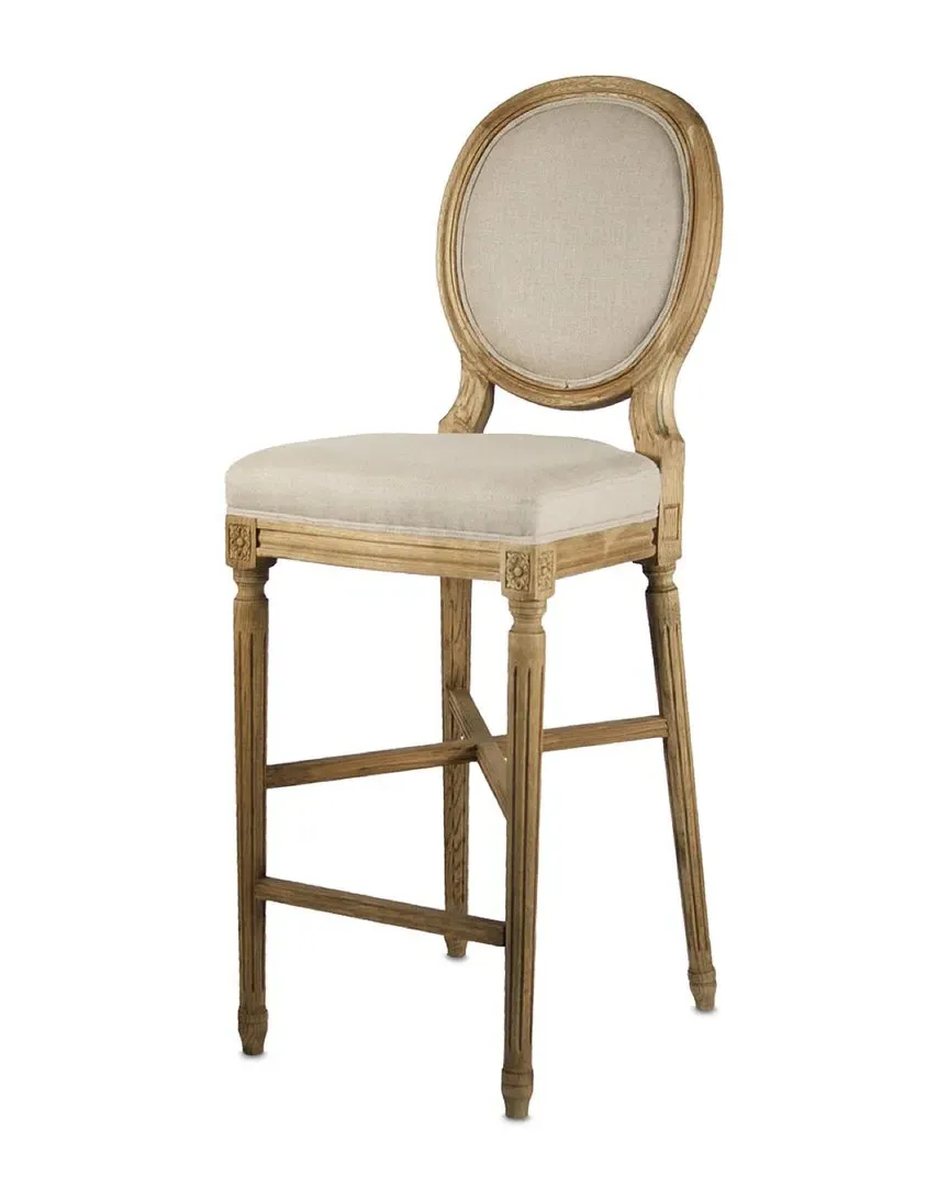 French Louis XVI Barstool - Natural, Linen