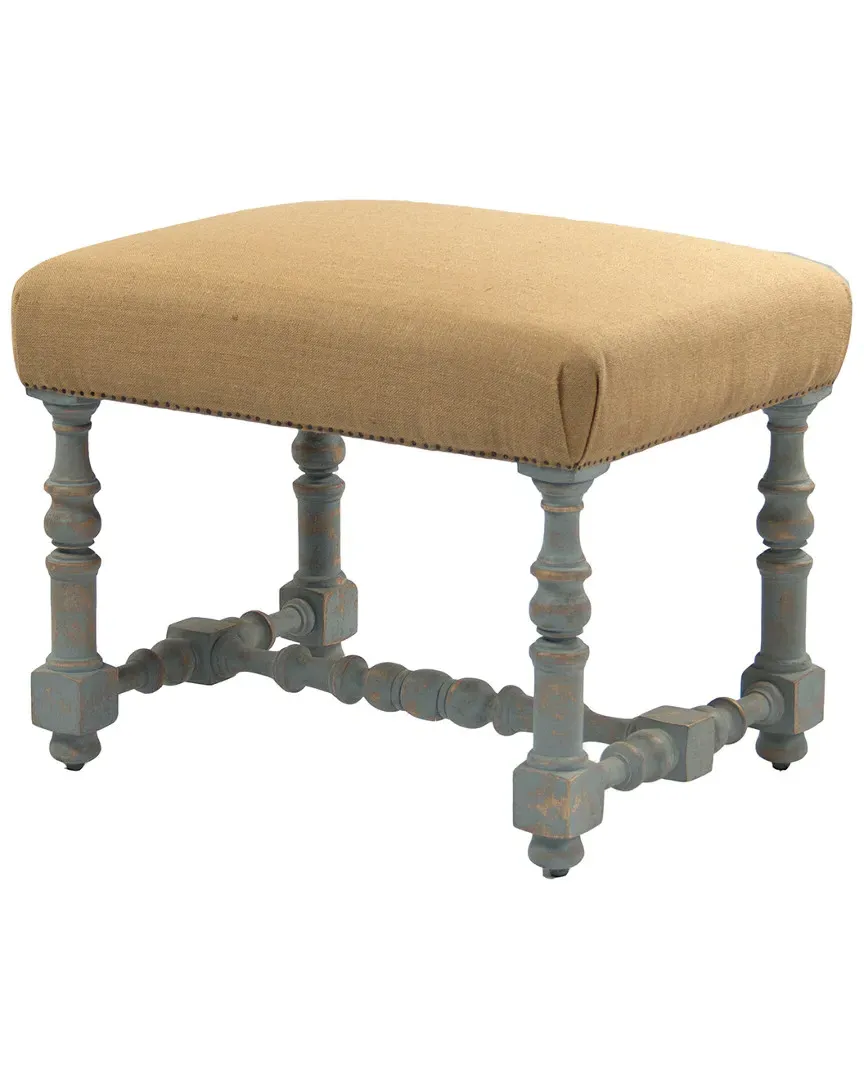 Jeanne Oversized Stool - Distressed Grey, Burlap image