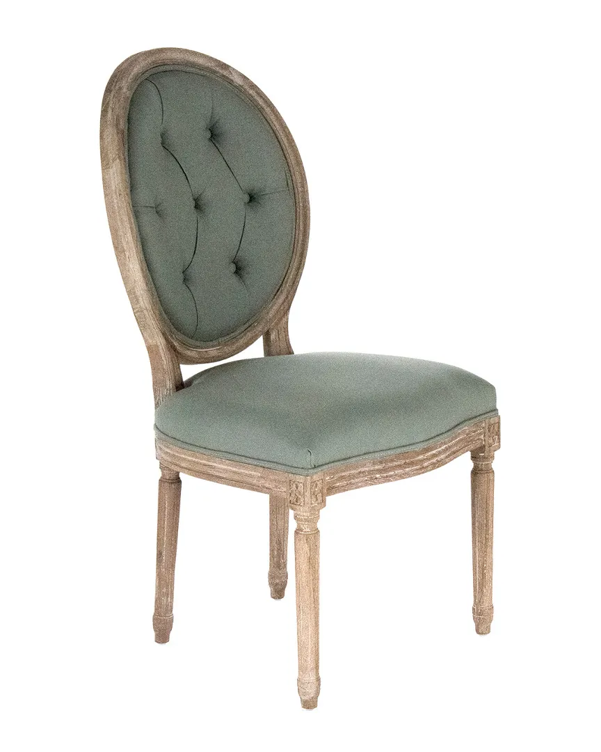 Medallion Tufted Side Chair - Green, Linen
