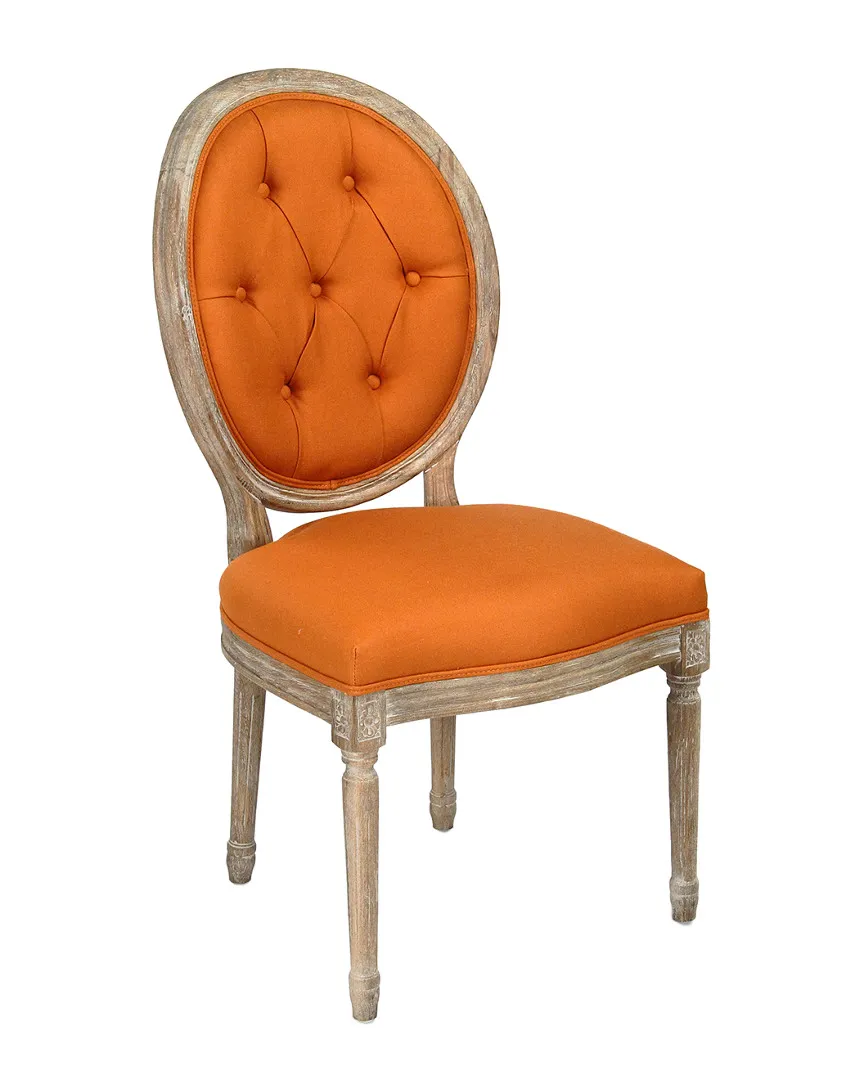 Medallion Tufted Side Chair - Orange, Linen