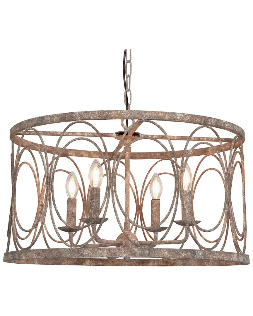 Rustic Metal Drum Chandelier - Distressed Antique Bronze