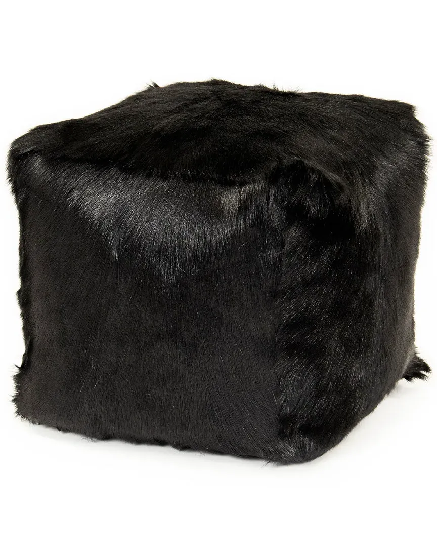 Tibetan Goat Fur Pouf - Black image