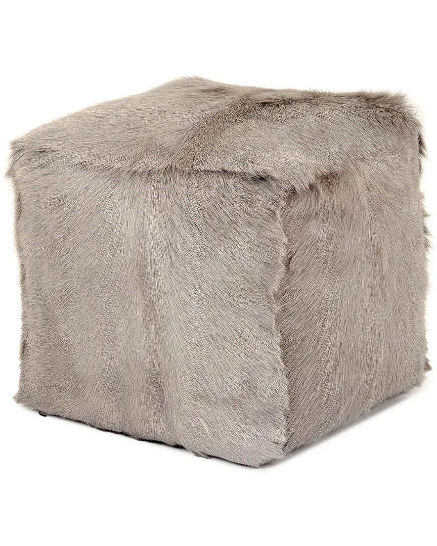 Tibetan Goat Fur Pouf - Light Grey