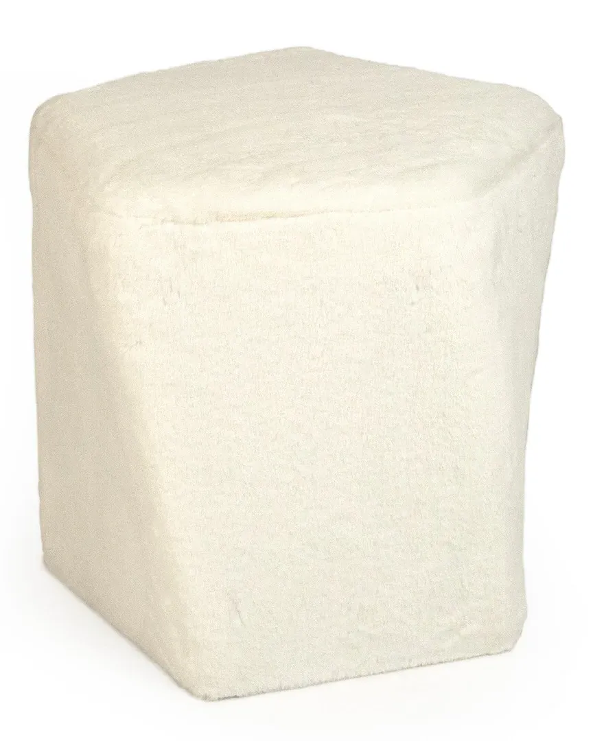 Twisted Pentagon Stool - White, Faux Fur image