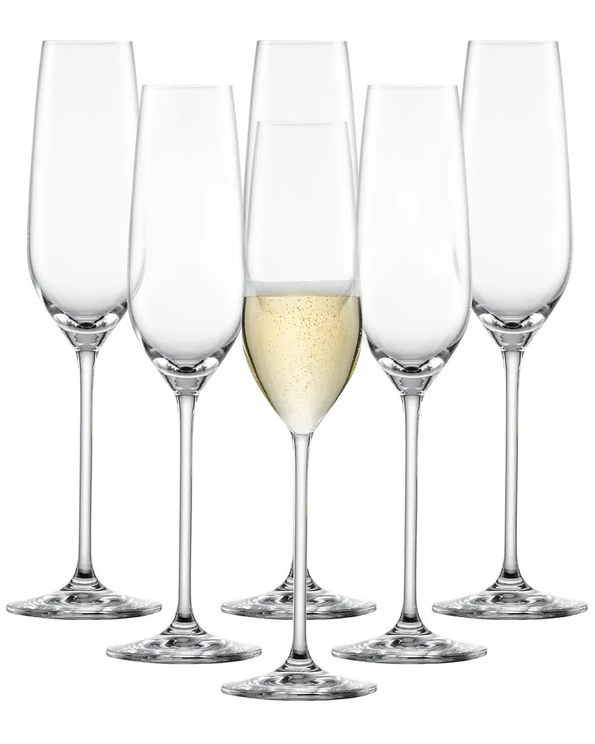 Fortissimo Set of 6 Champagne Flutes - Clear, Crystal