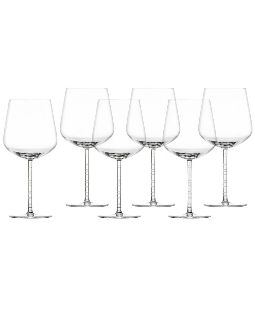 Journey Set of 6 Burgundy Glasses - Clear, Crystal Glass