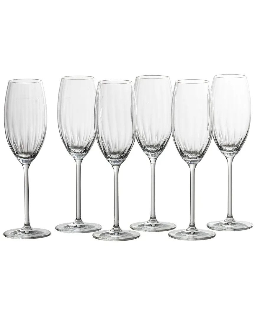 Prizma Set of 6 Champagne Flutes - Clear, Crystal