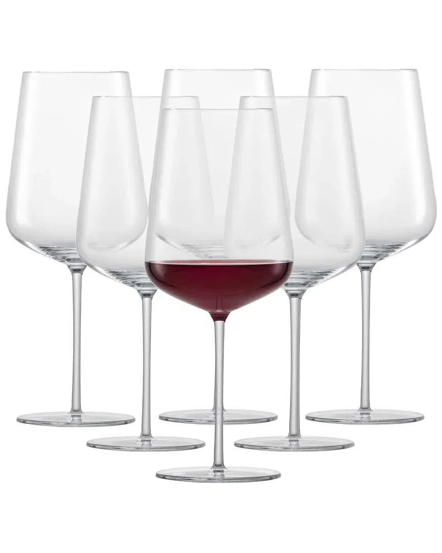 Vervino Bordeaux Wine Glasses Set of 6 - Clear, Crystal Glass