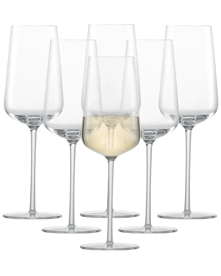 Vervino Champagne Flutes Set of 6 - Clear, Crystal Glass
