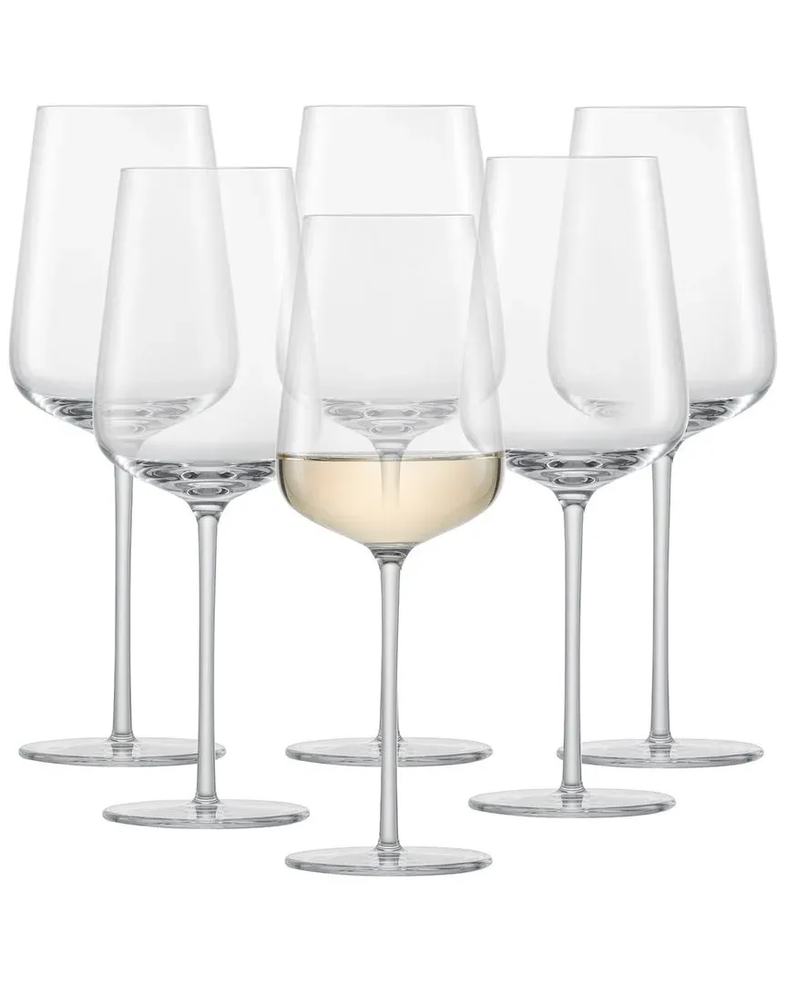 Vervino Sauvignon Blanc Glasses Set of 6 - Clear, Crystal Glass