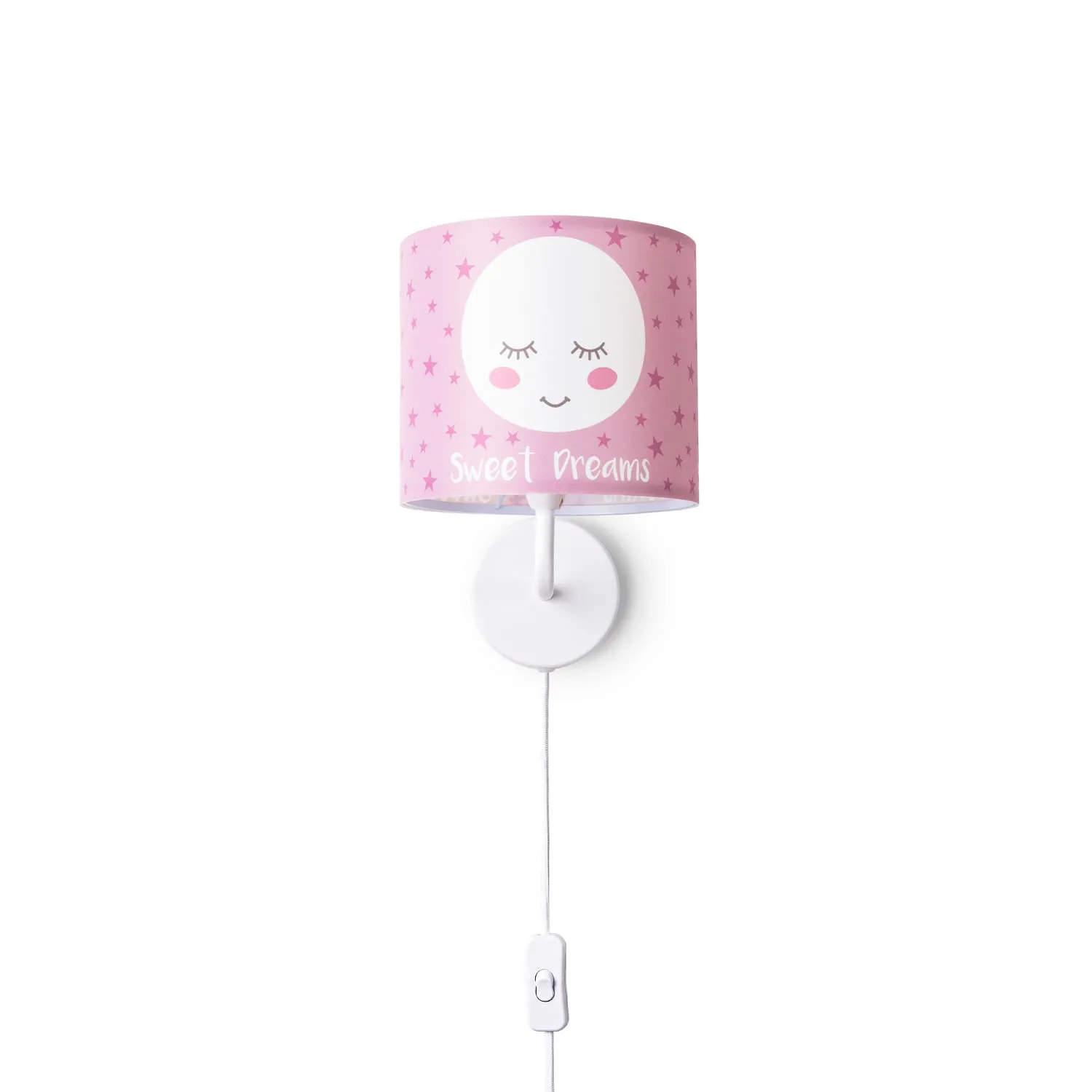 Aleynia Wall Light with Cable Switch - Pink, Fabric