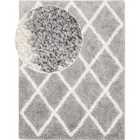 Arizona Cotton Rug with Diamond Pattern - Grey-White