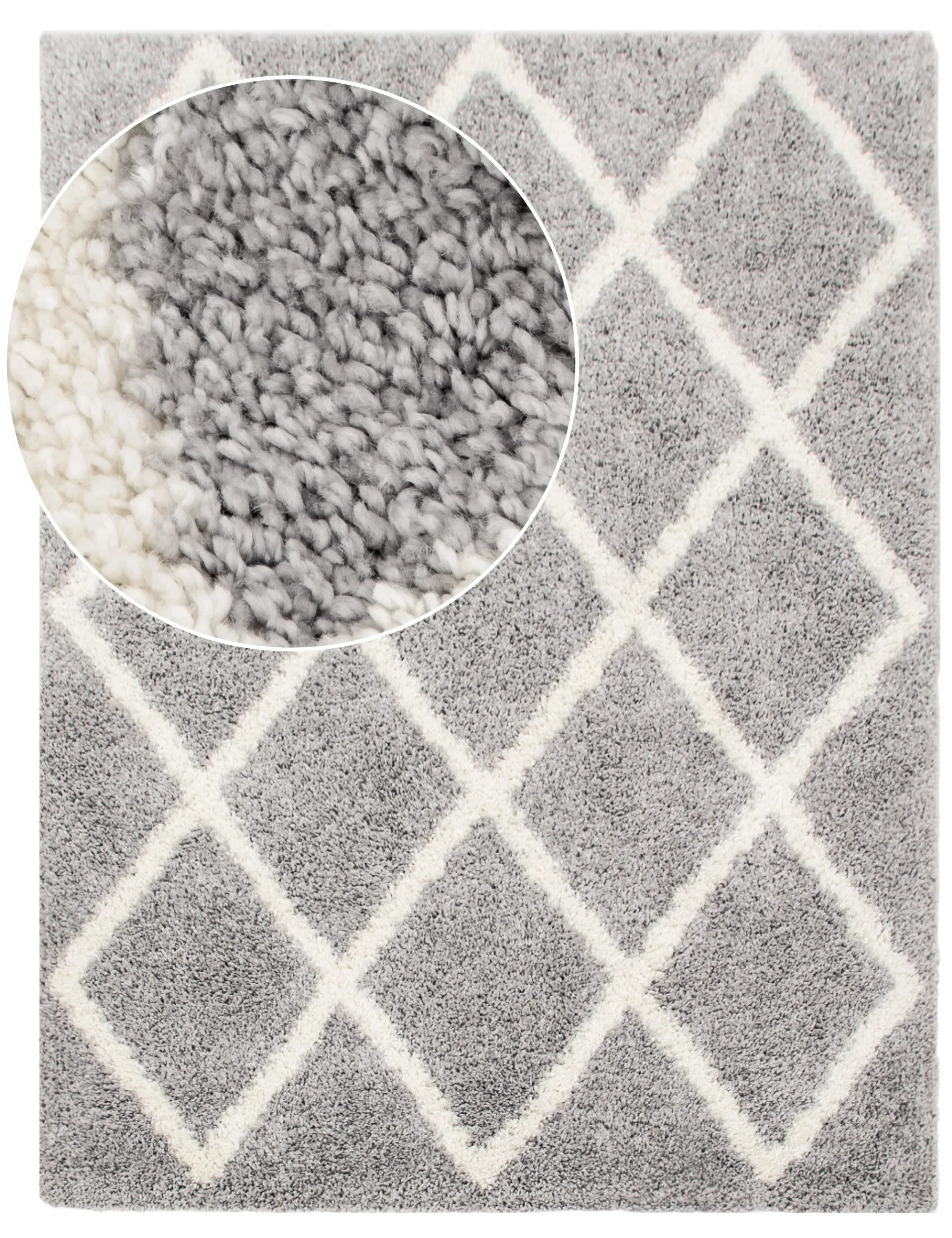 Arizona Cotton Rug with Diamond Pattern - Grey-White image