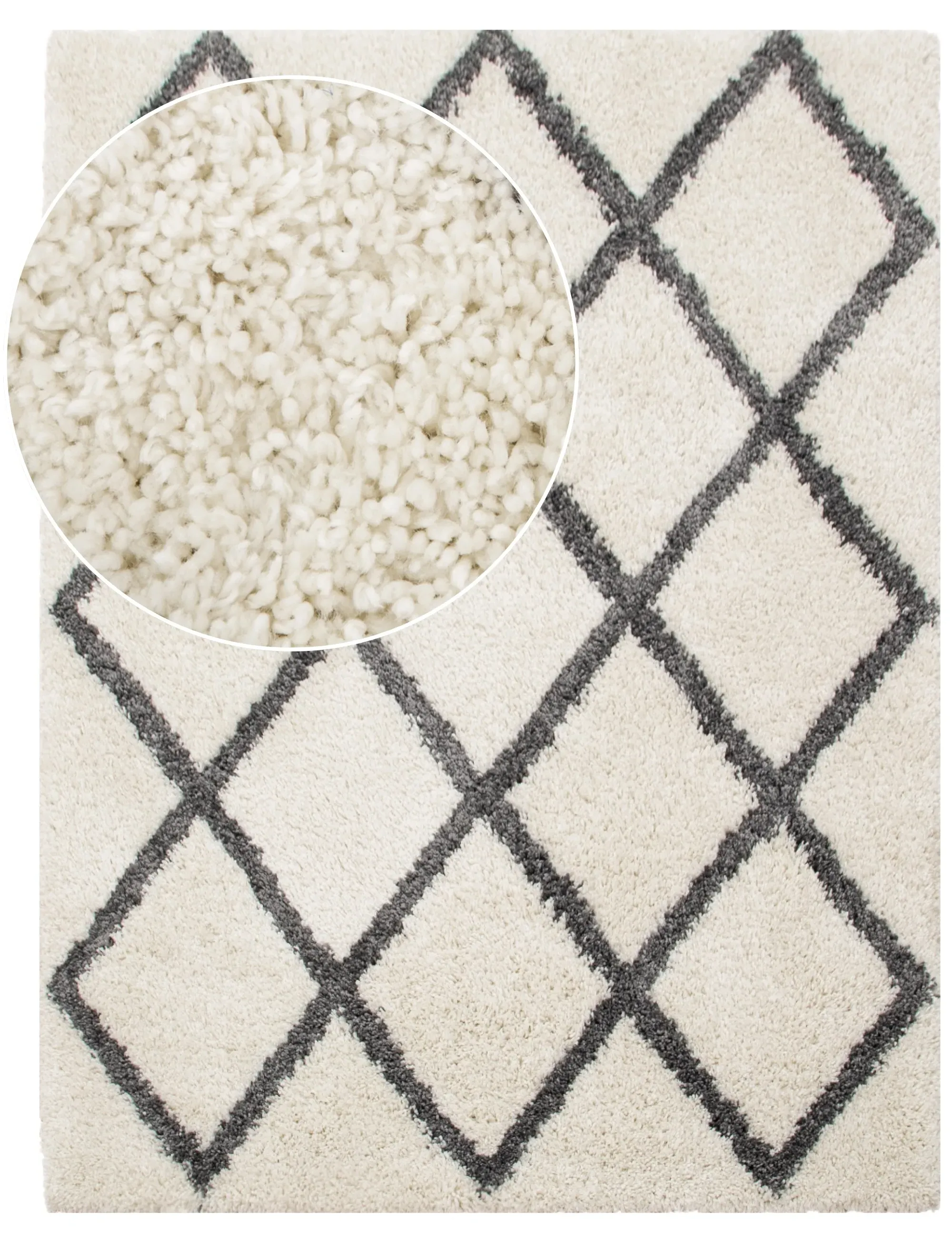 Arizona Cotton Rug with Diamond Pattern - White-Anthracite