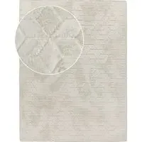 Arnia High-Pile Rug with Diamond Pattern - Cream