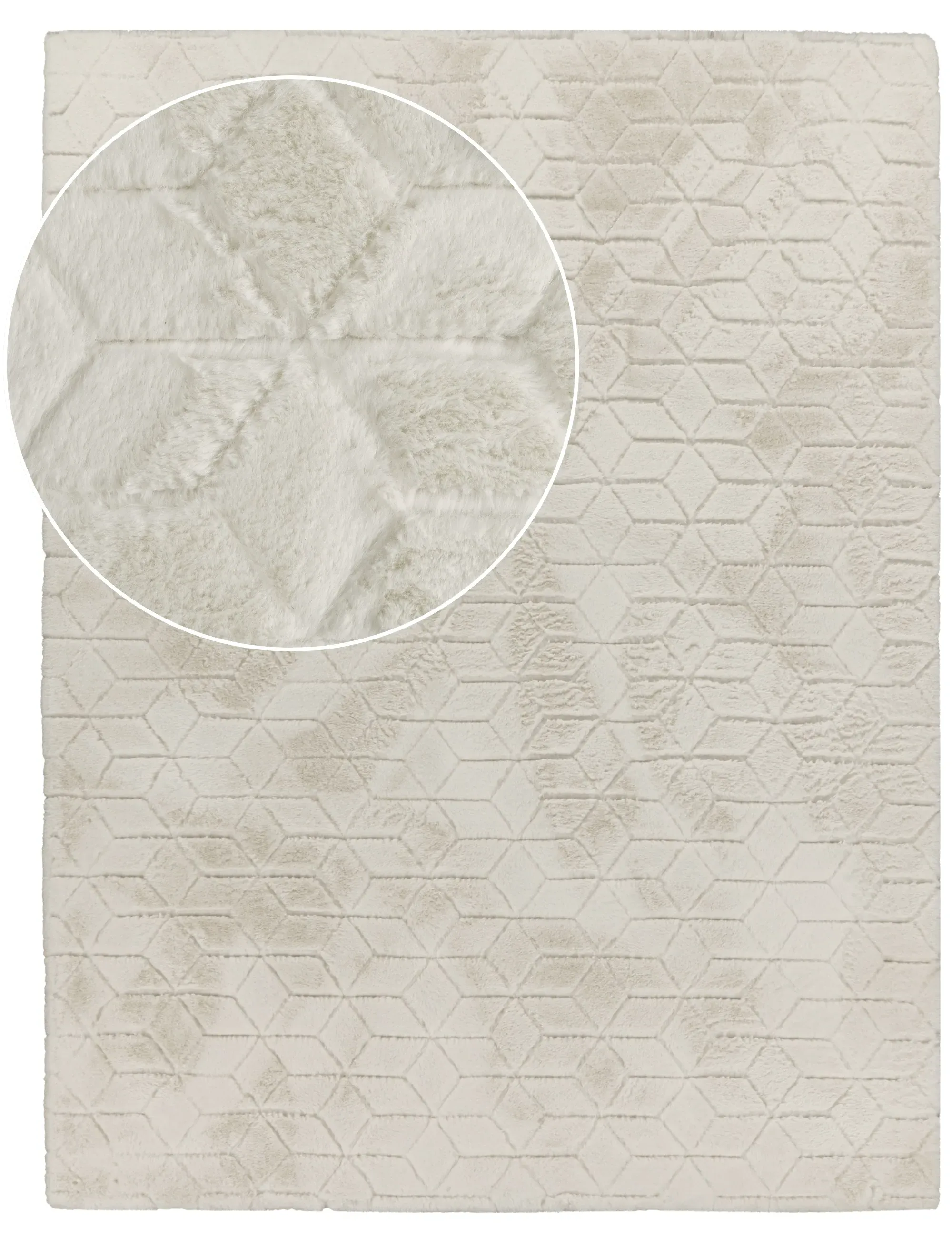 Arnia High-Pile Rug with Diamond Pattern - Cream