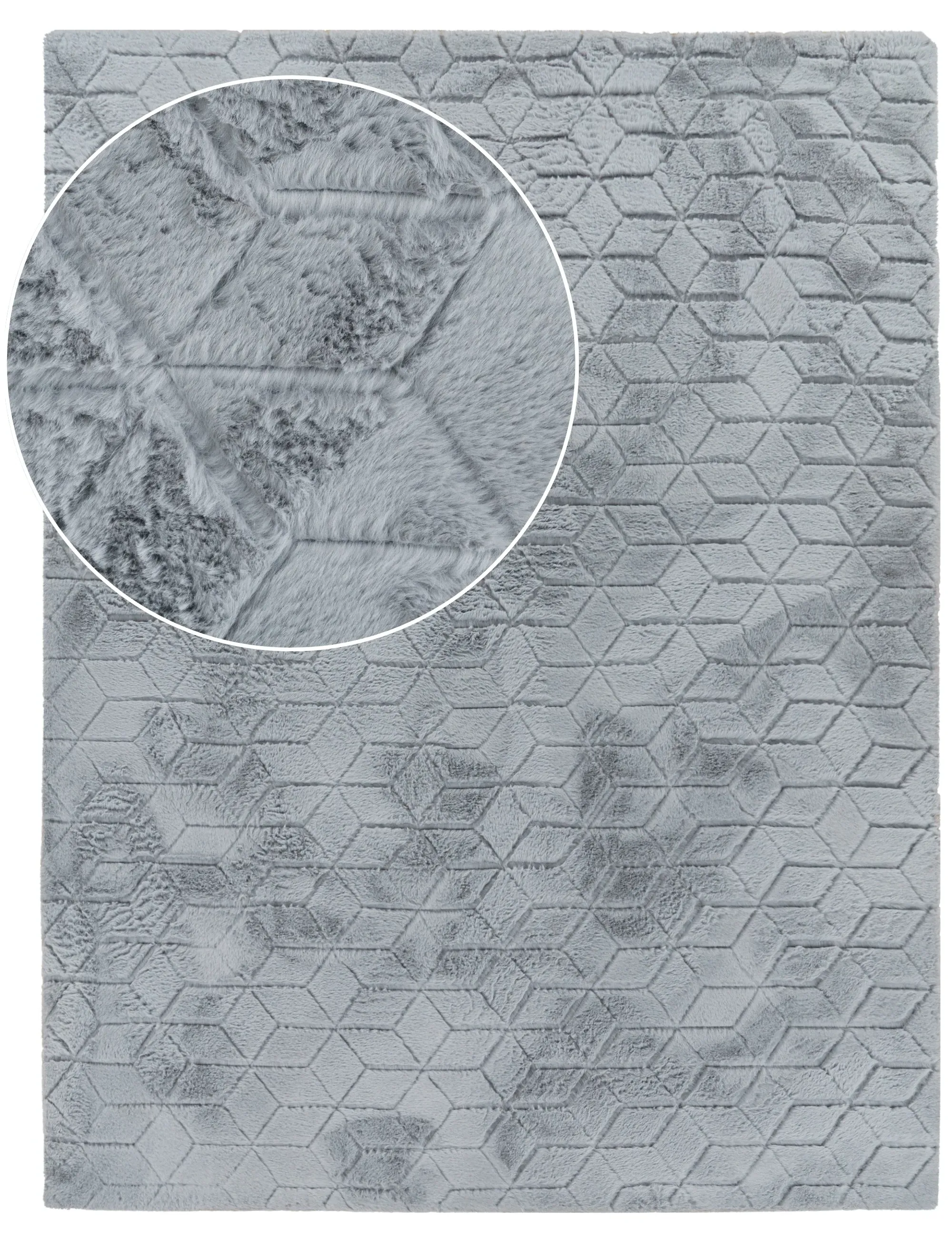 Arnia High-Pile Rug with Diamond Pattern - Grey