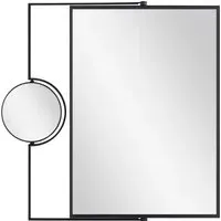 Auren Wall Mirror with Makeup Mirror - Black, Iron