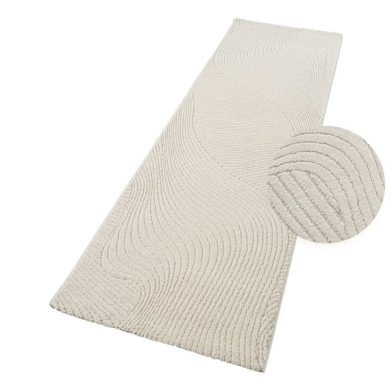 Aurora Short Pile Rug with High-Low Structure - Cream product