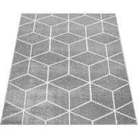 Bella Rug with Diamond Pattern - Grey