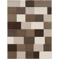 Bravo Checkered Rug with Contour Cut - Brown