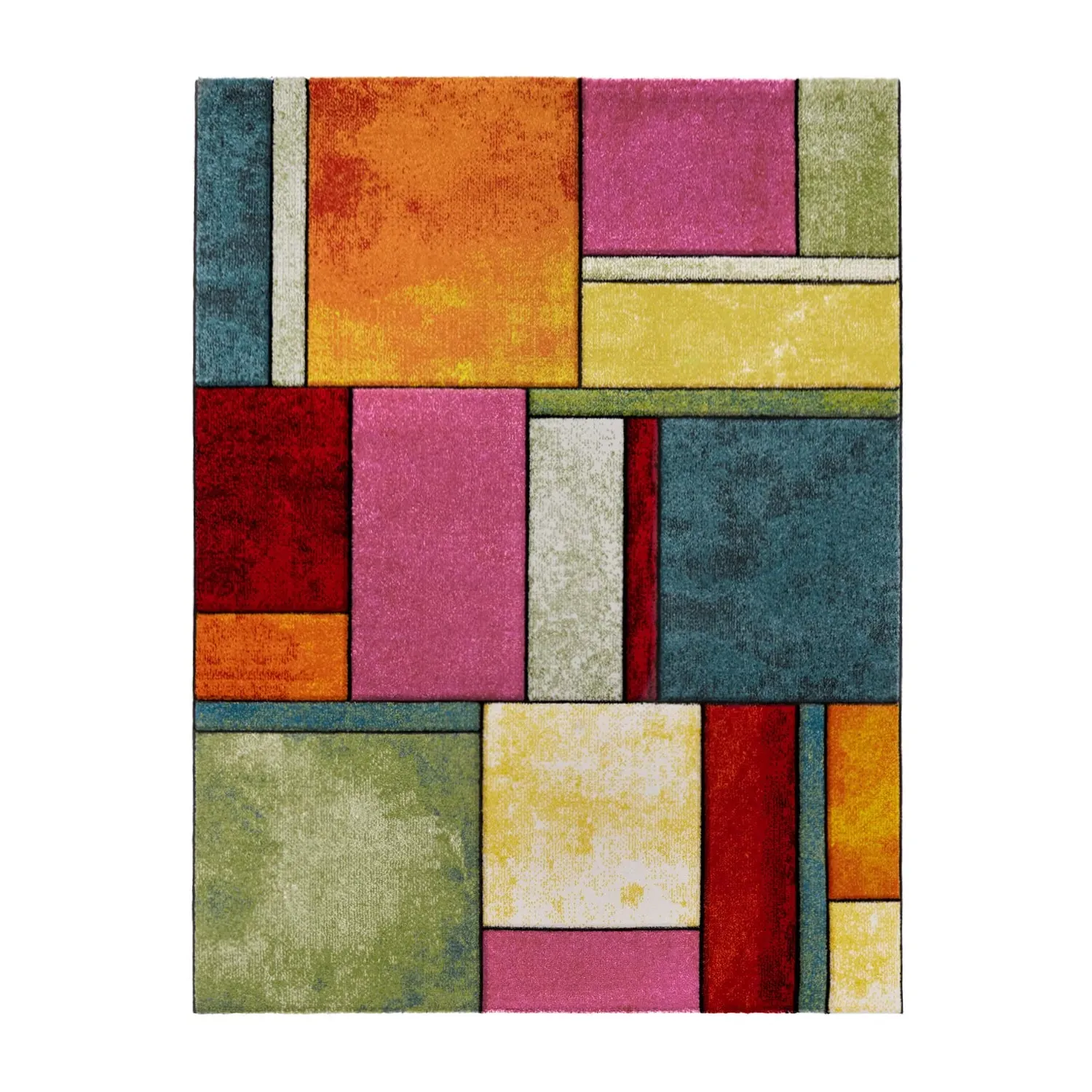 Bravo Geometric Rug with Handcrafted Contours - Multicolored