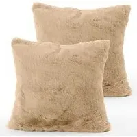Fluffy Cushion Cover - Beige, Polyester