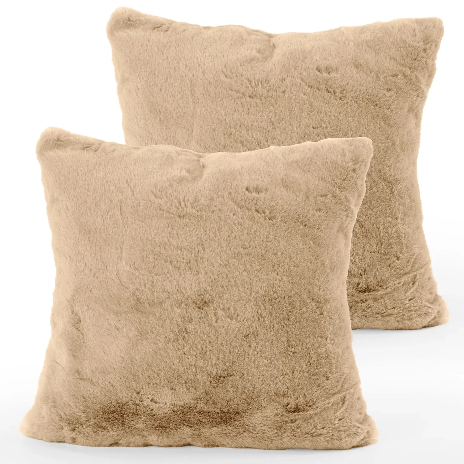 Fluffy Cushion Cover - Beige, Polyester