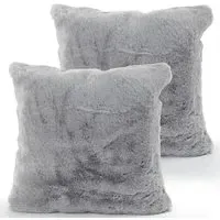 Fluffy Cushion Cover - Grey, Polyester