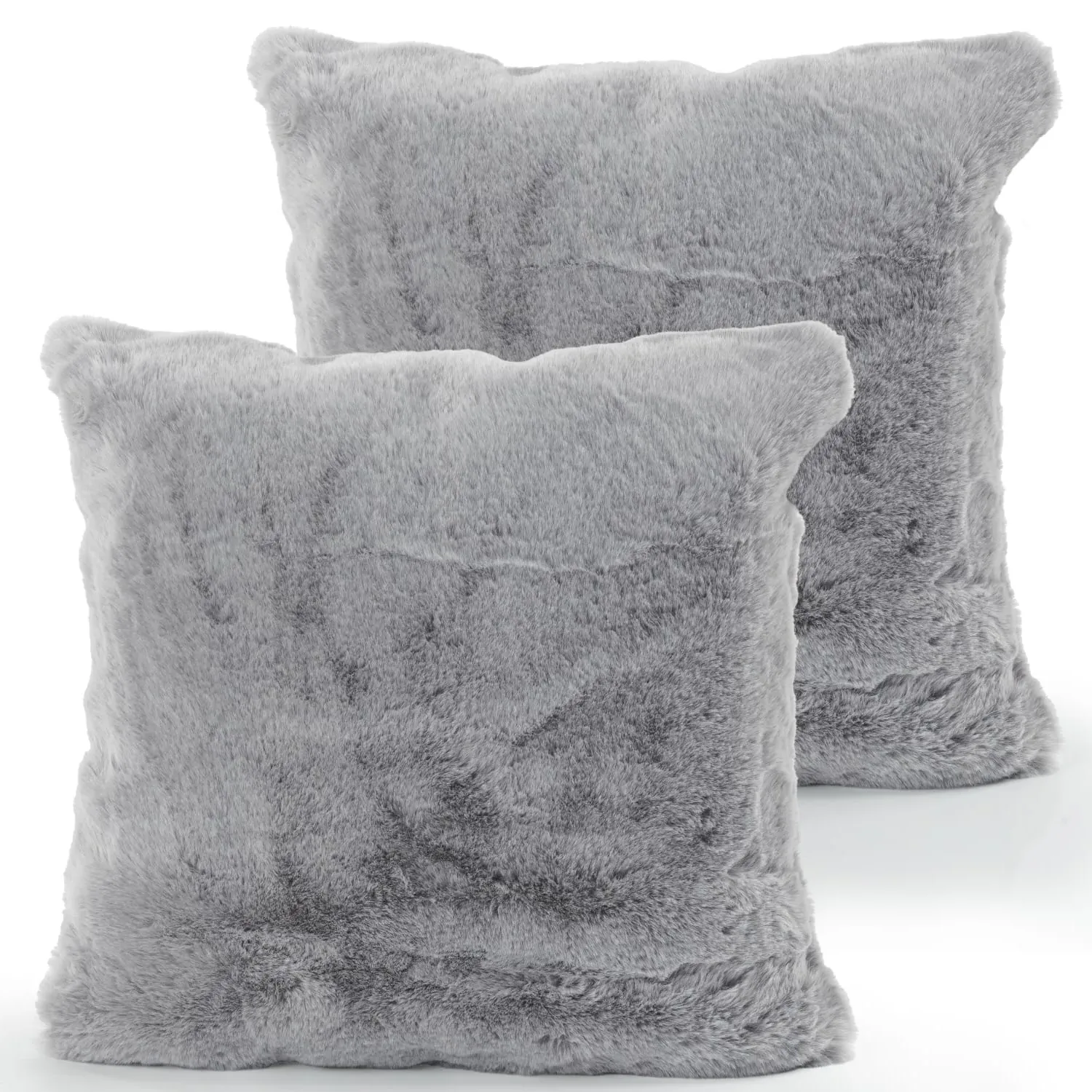 Fluffy Cushion Cover - Grey, Polyester