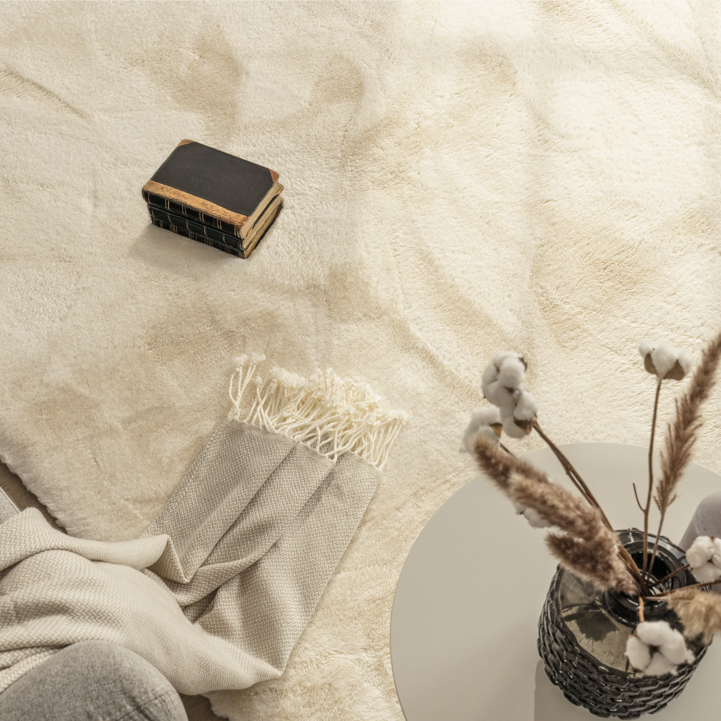 Fluffy Deluxe High-Pile Rug - Cream