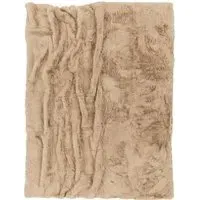 Fluffy Throw Blanket - Beige, Polyester