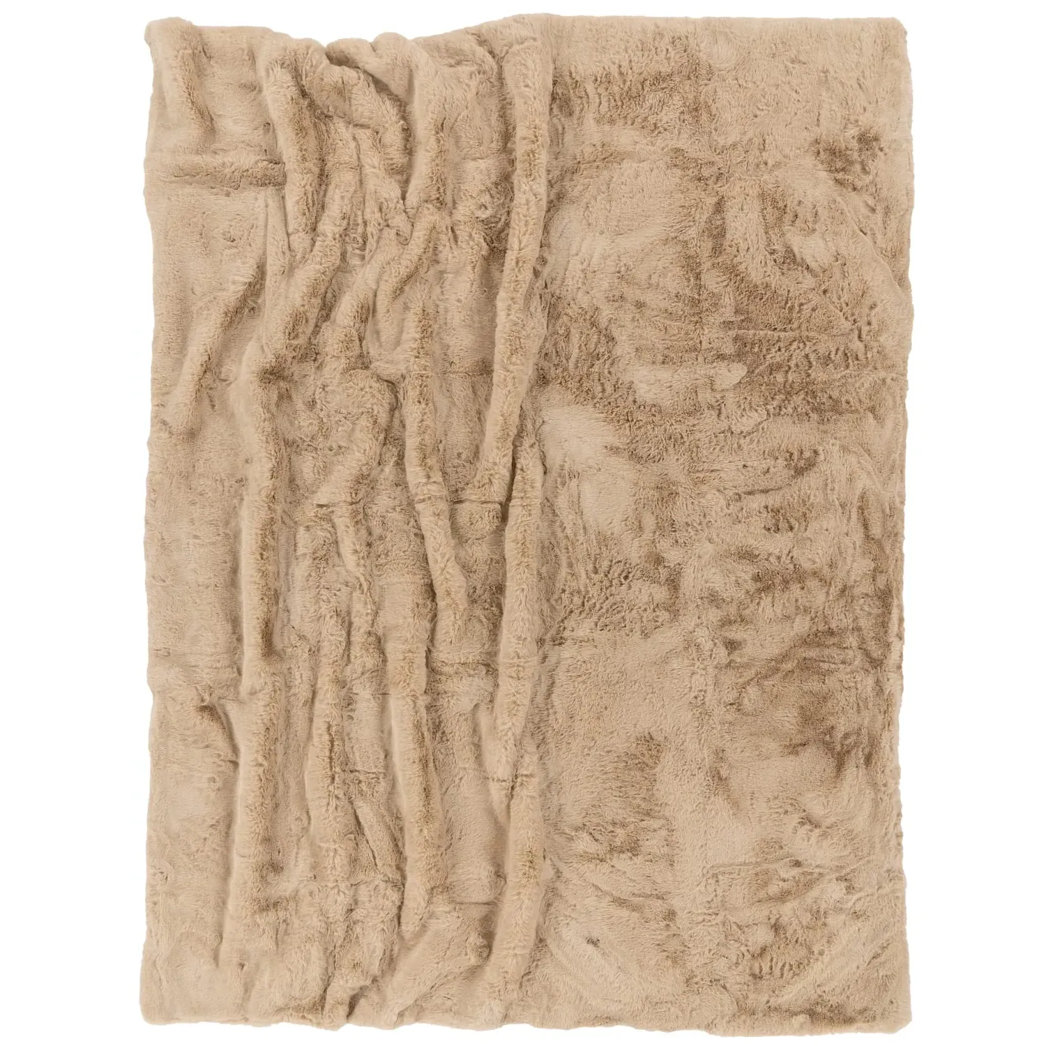 Fluffy Throw Blanket - Beige, Polyester