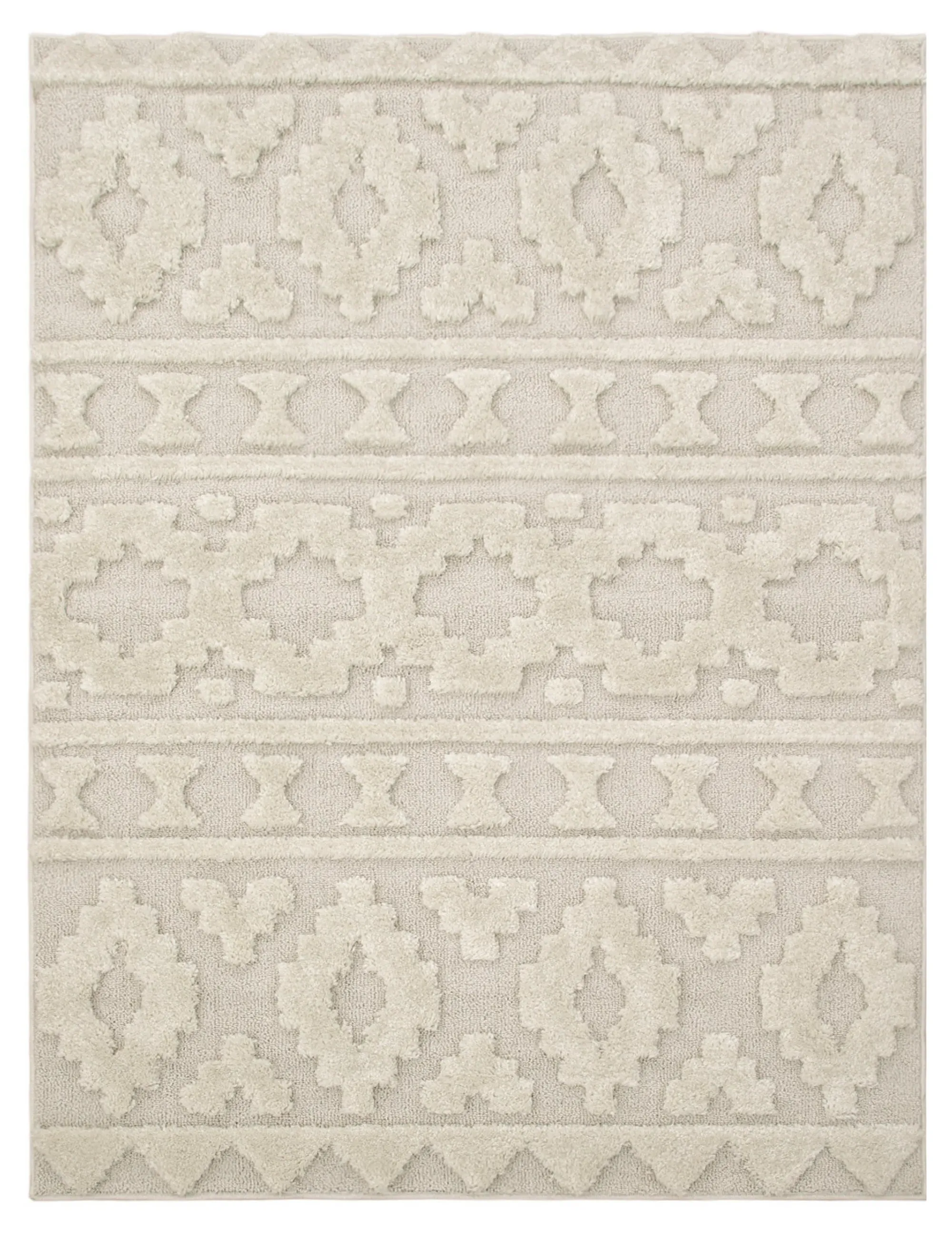 Geneva High-Pile Rug with Diamond Pattern - Beige image