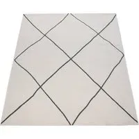 Hilal Diamond Pattern Rug - White