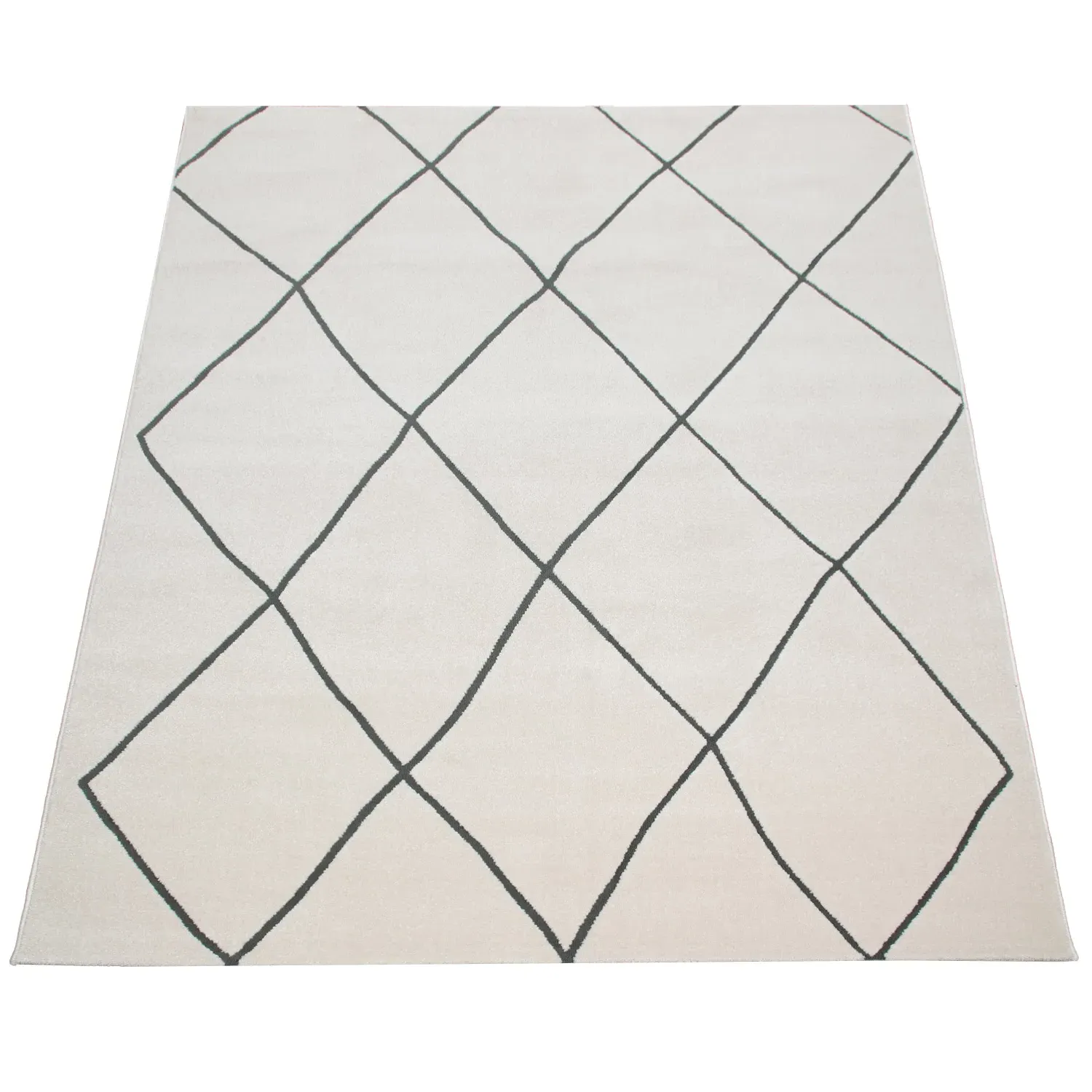 Hilal Diamond Pattern Rug - White image