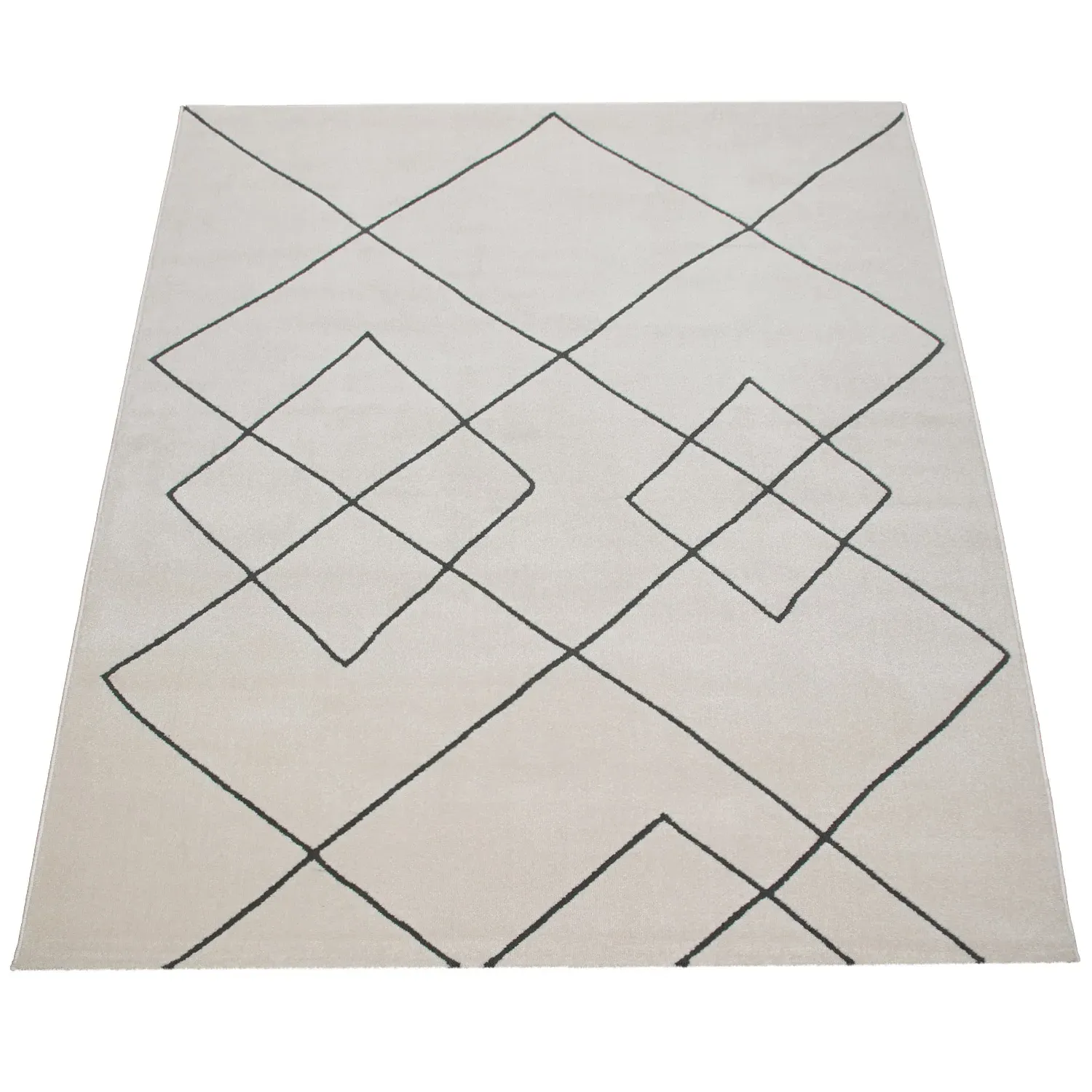 Hilal Diamond Pattern Rug - White image