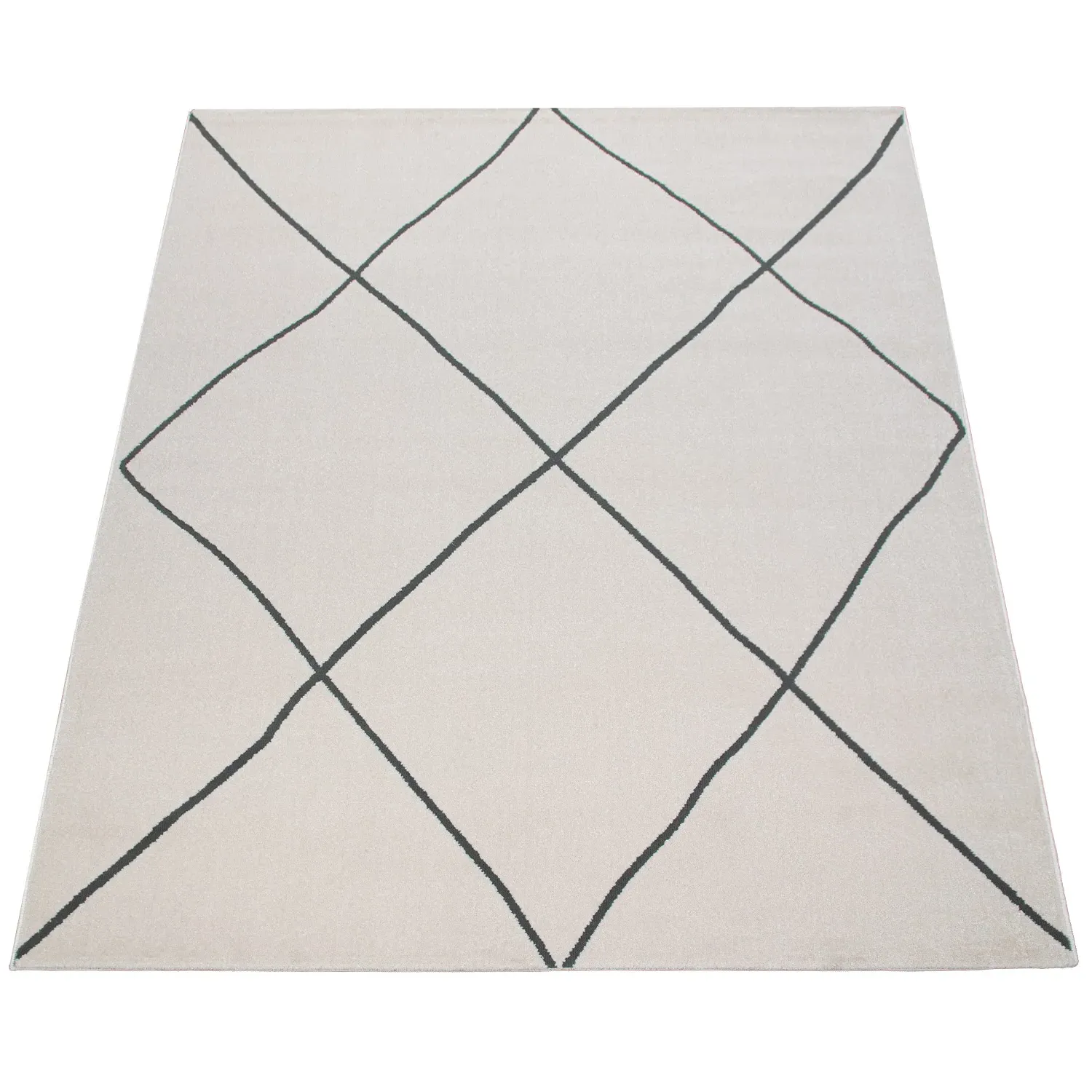 Hilal Diamond Pattern Rug - White image