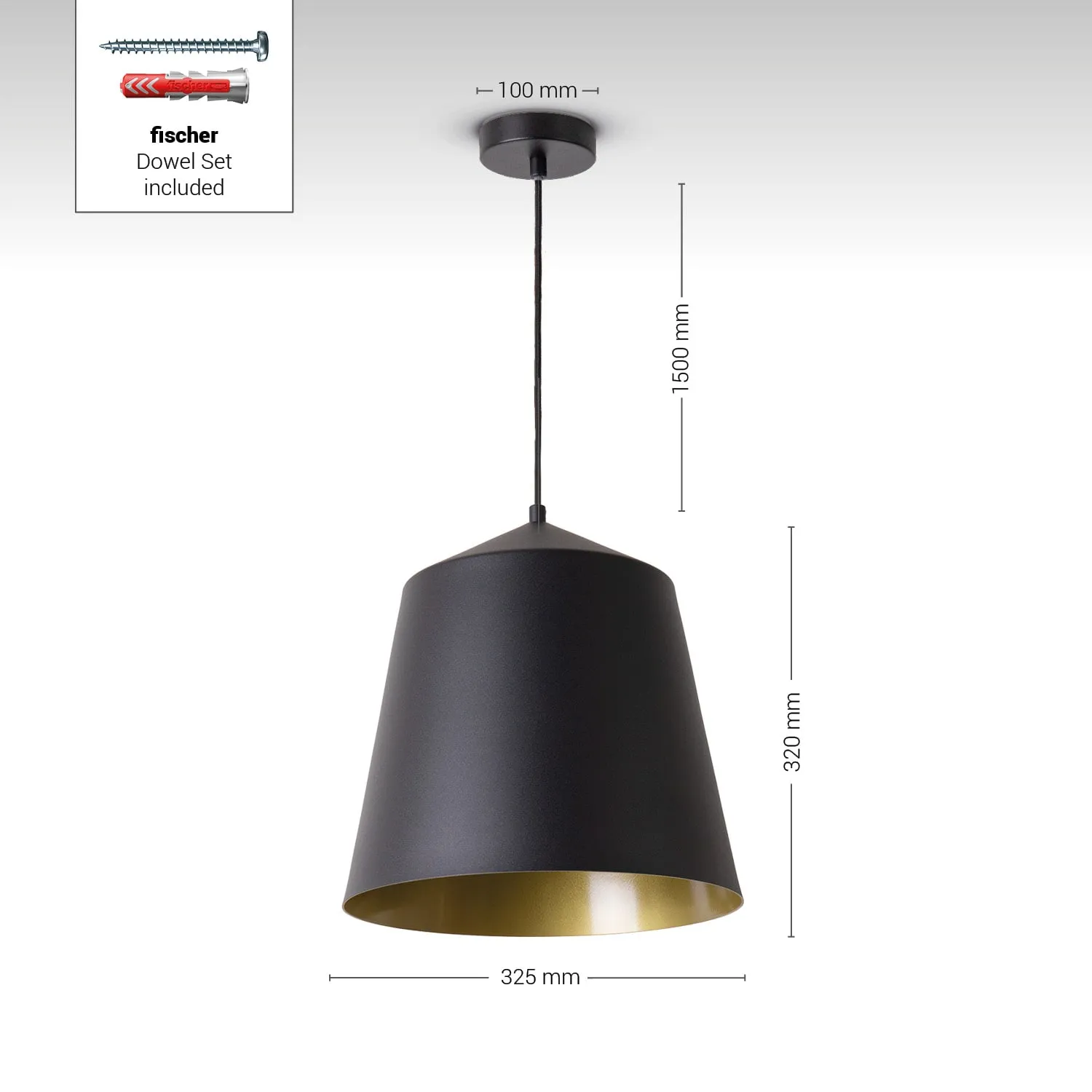 Jason Pendant Light with Adjustable Length - Black, Aluminium product