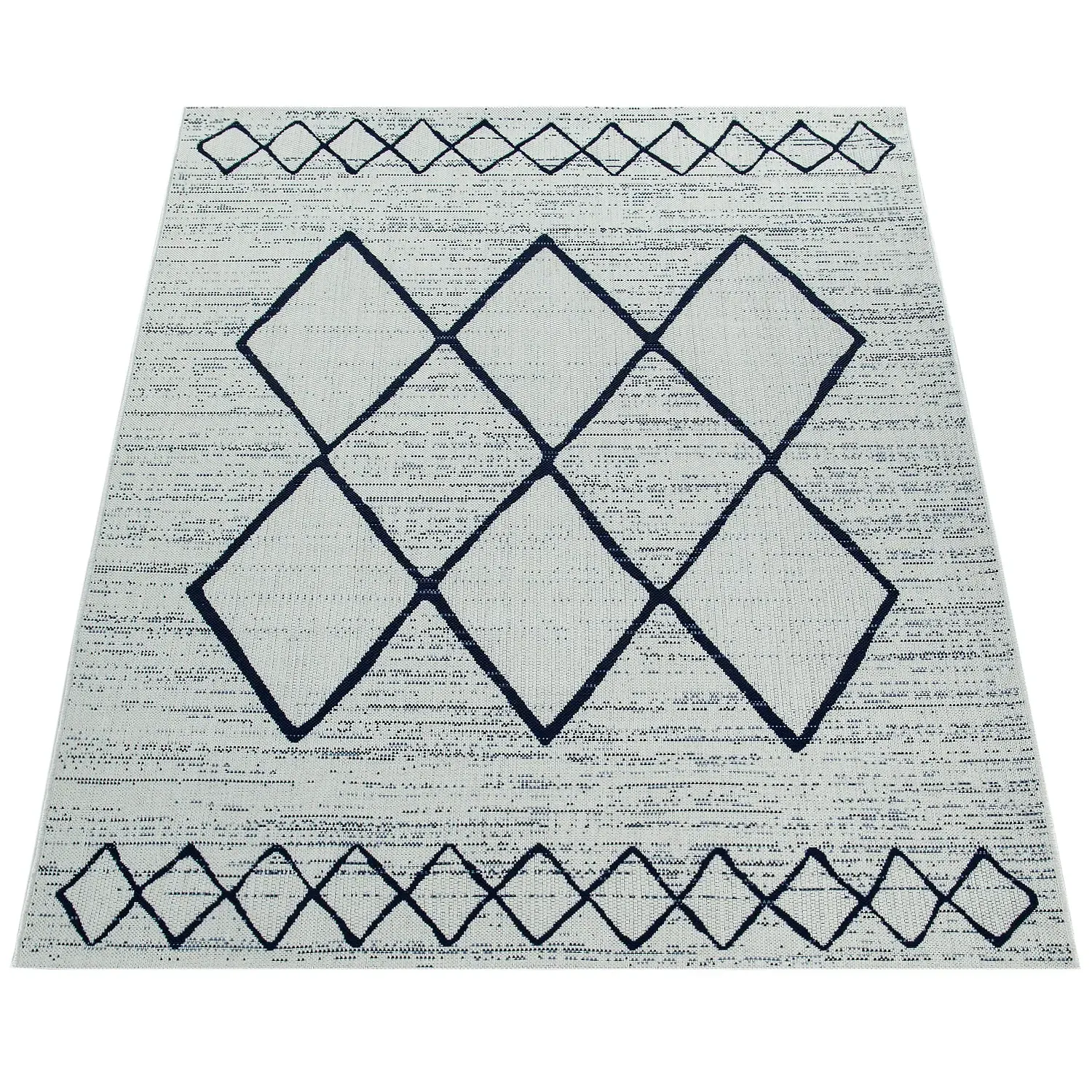 Katrina Indoor Outdoor Rug with 3D Geometric Pattern - White