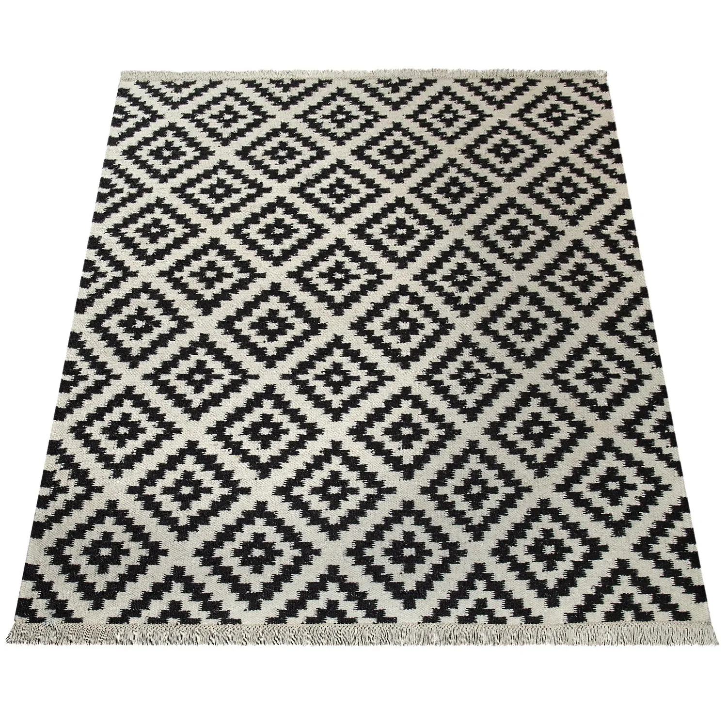 Kenolia Wool Rug - Black & White, Wool-Cotton product